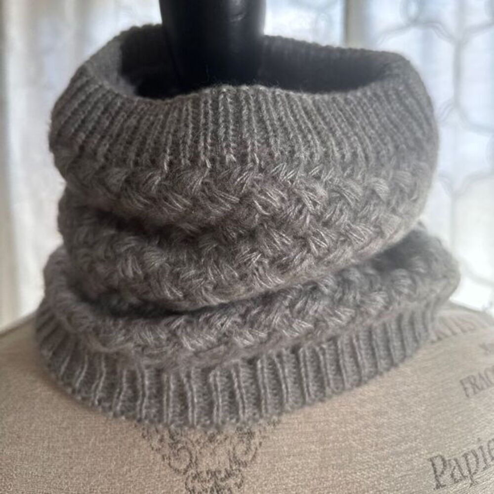 knit cowl snood scarf faux fur cozy